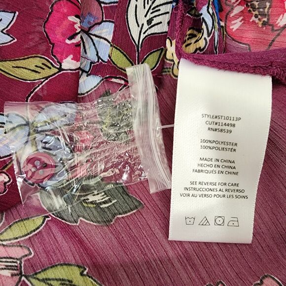 Kut from the kloth Shirt Women's Small Petite Jasmine Chiffon Button-Up Floral - Picture 9 of 11